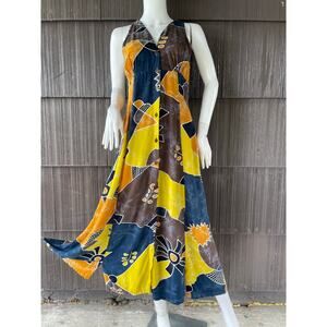 🔥Serendipity Maui Patchwork Print Ethnic Bohemian Resort Sleeveless Maxi Dress